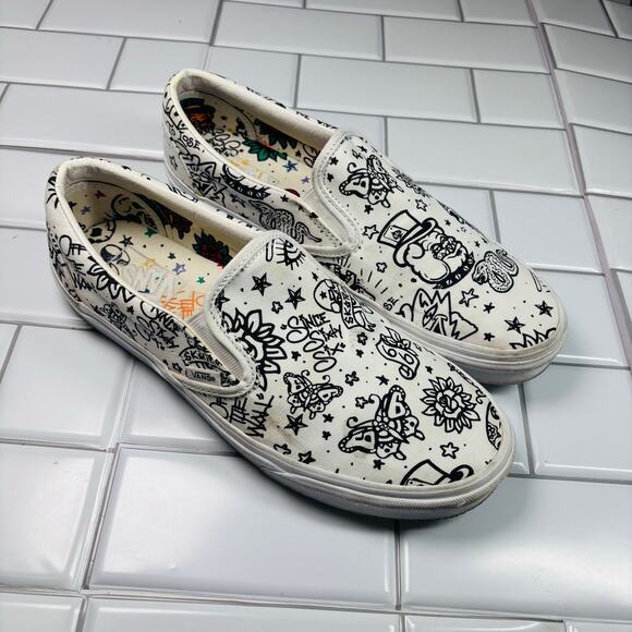 Vans Tattoo Skateboard U Color Paint Slip On Patchwork Women 12 Men 10.5 - Picture 1 of 10